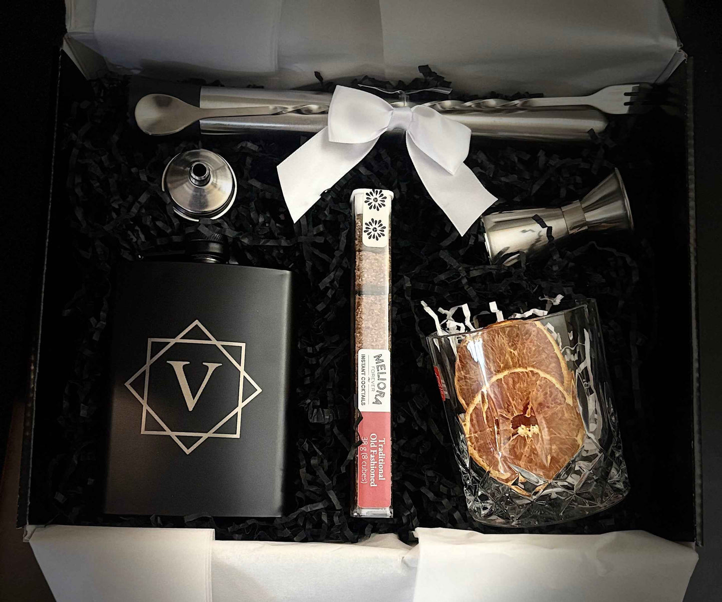 Personalized Whiskey Flask & Crystal Cocktail Gift Set