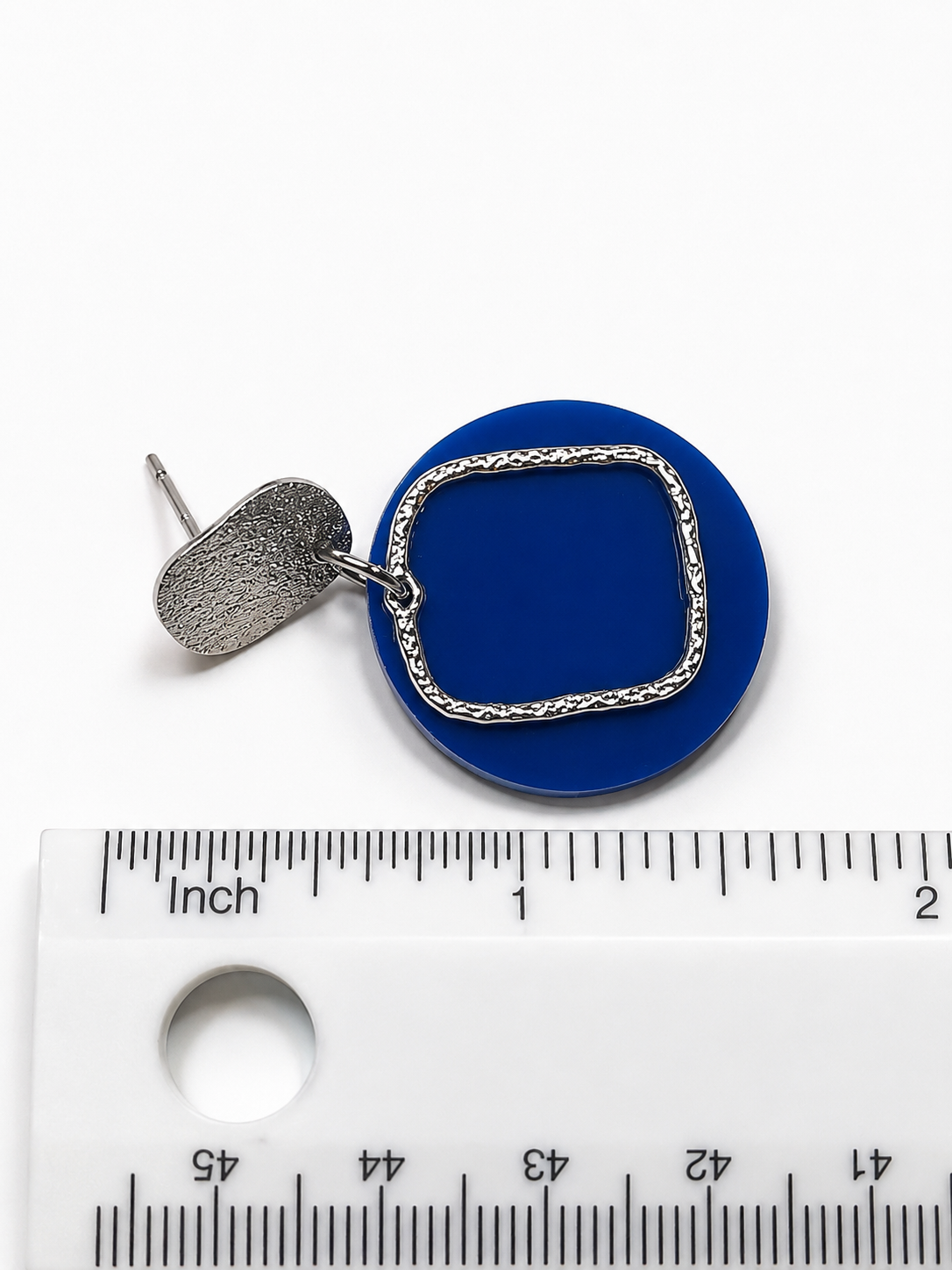 Royal Blue Silver Frame Dangle Earrings
