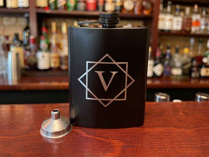Personalized Whiskey Flask & Crystal Cocktail Gift Set