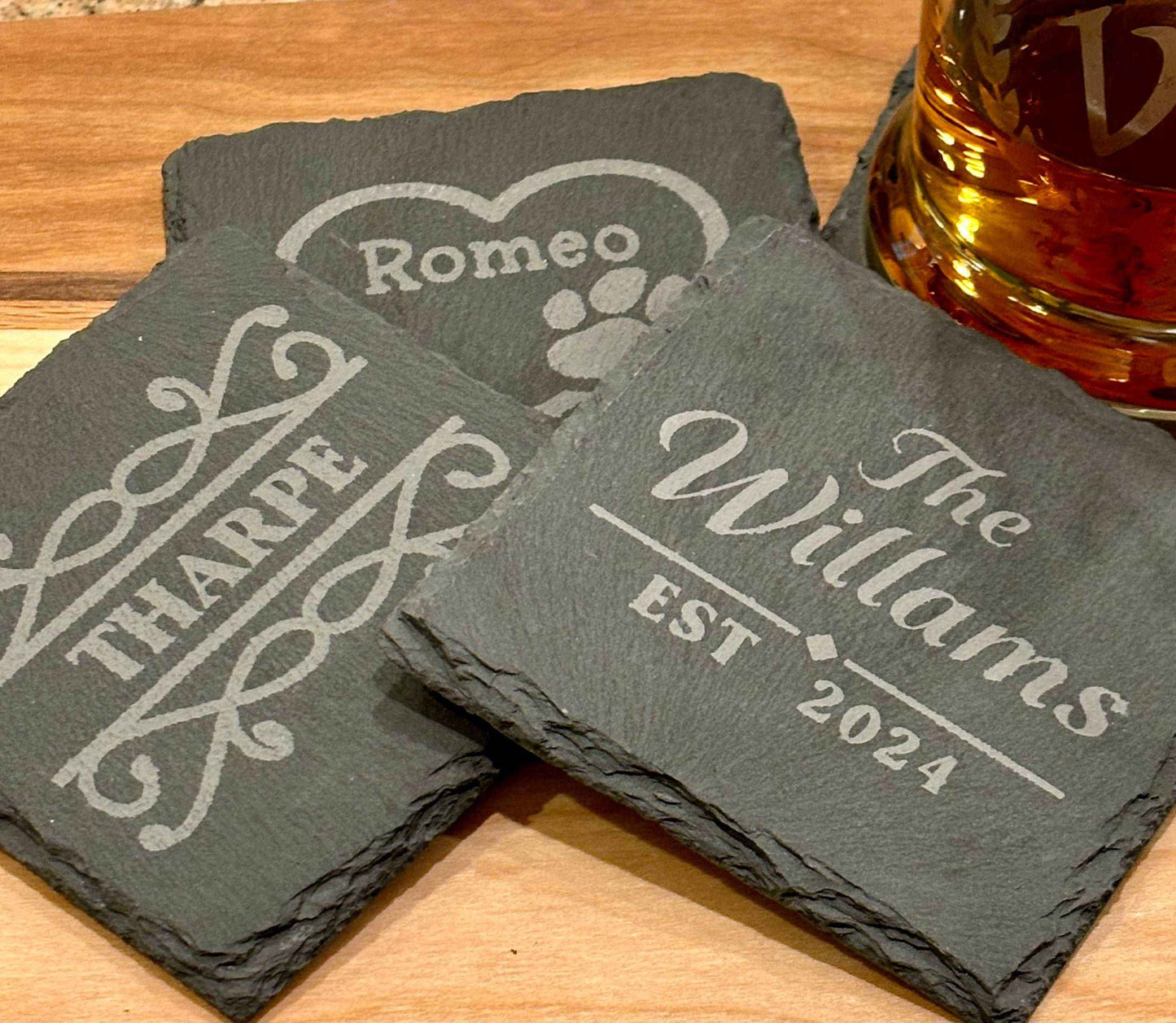 Personalized Natural Slate Coasters