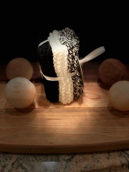 Handmade Cotton Cloths - The Onyx & White Trio