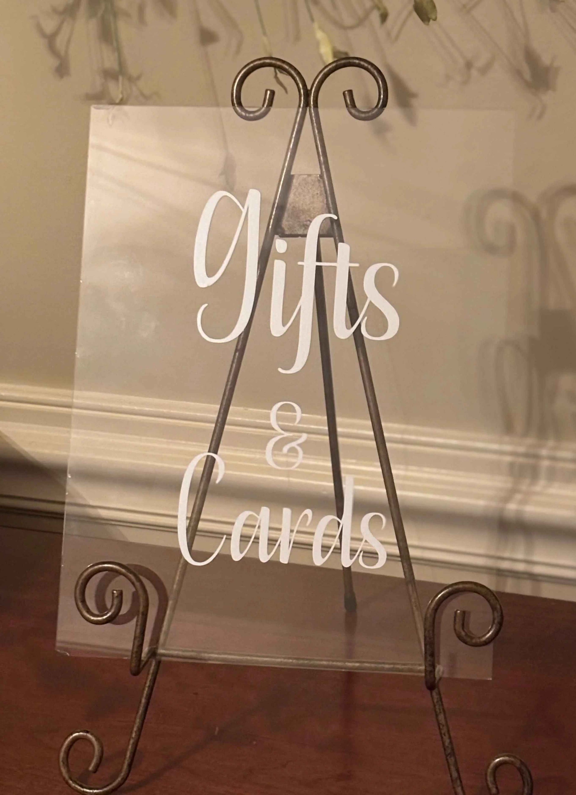 Elegant Acrylic Gifts & Cards Table Sign