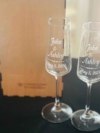 Engraved Champagne Flute Glasses
