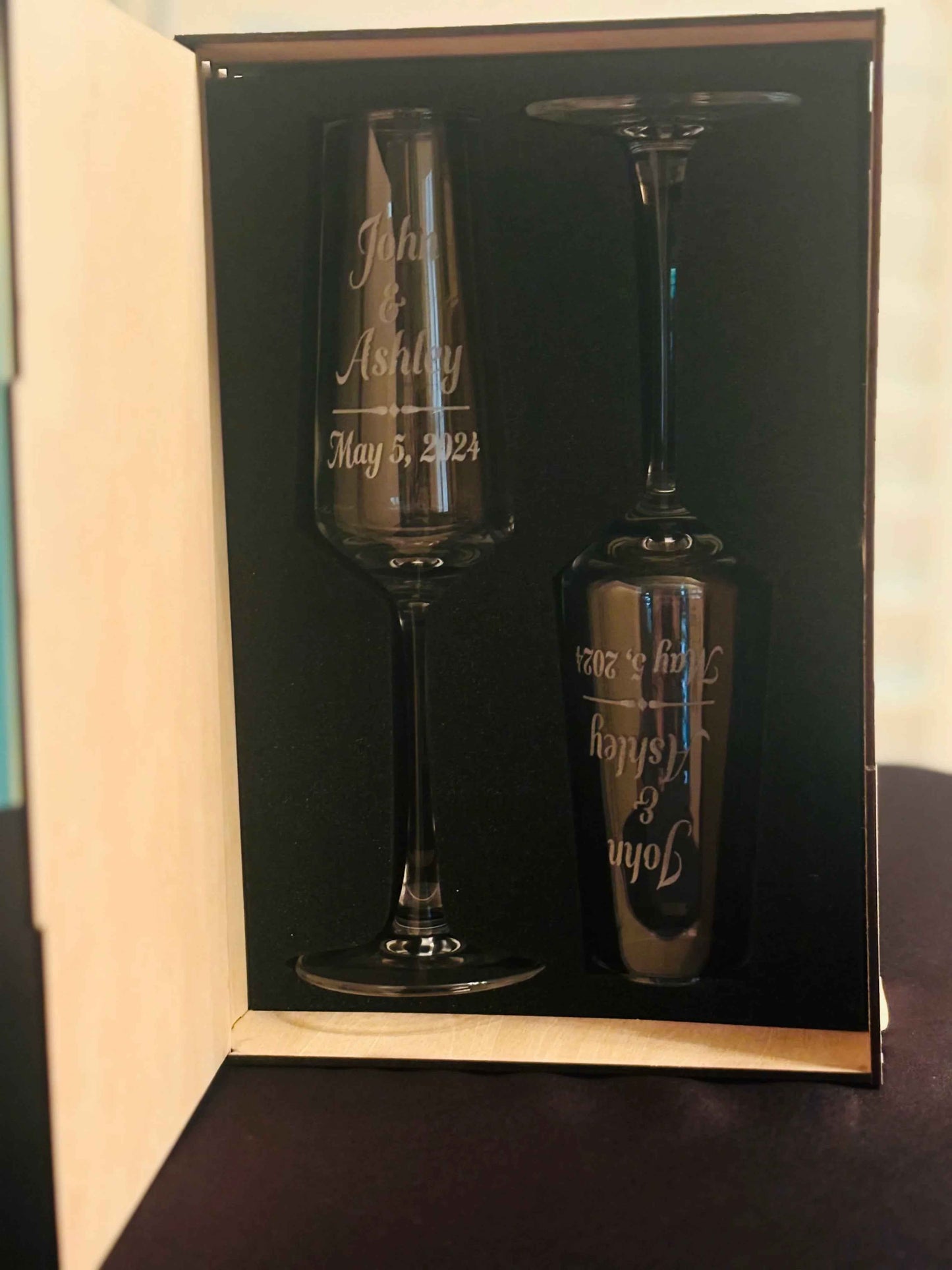 Engraved Champagne Flute Glasses