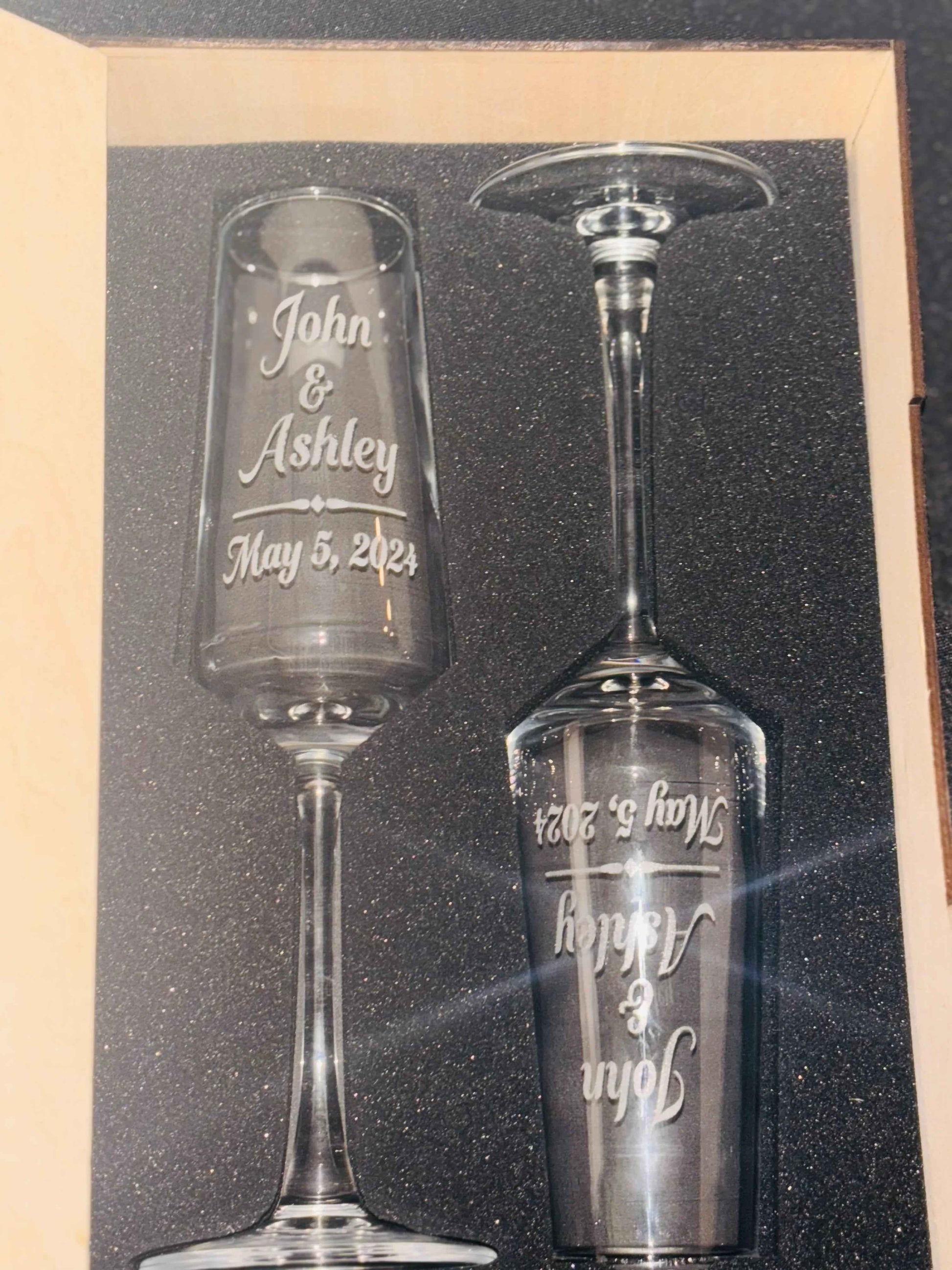 Engraved Champagne Flute Glasses