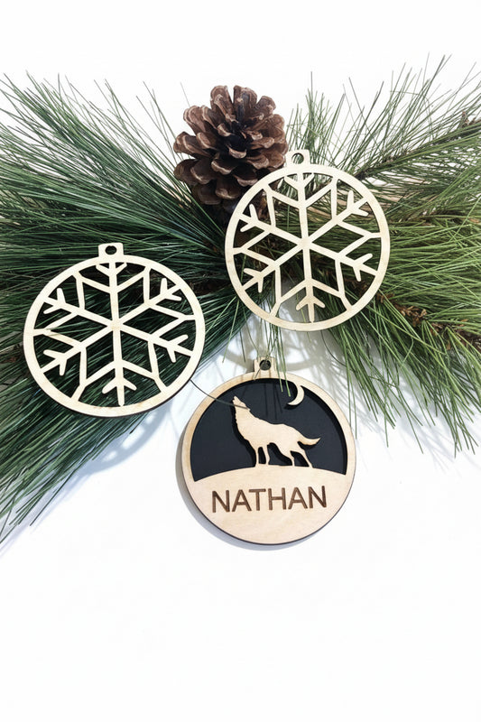 Custom Woodland Silhouette Christmas Ornament Set Set of 3