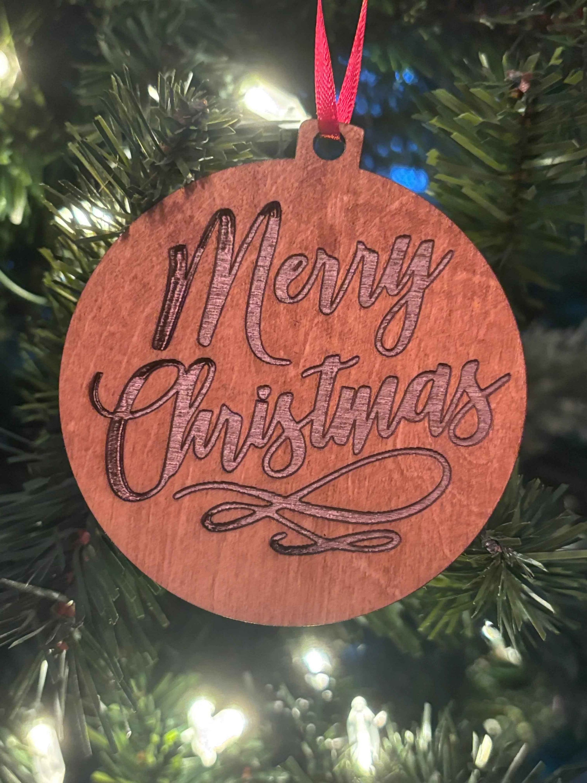 Wooden Engraved Christmas Ornament