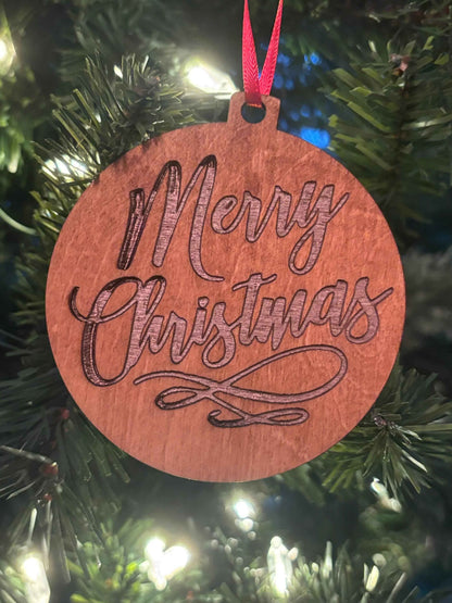 Wooden Engraved Christmas Ornament