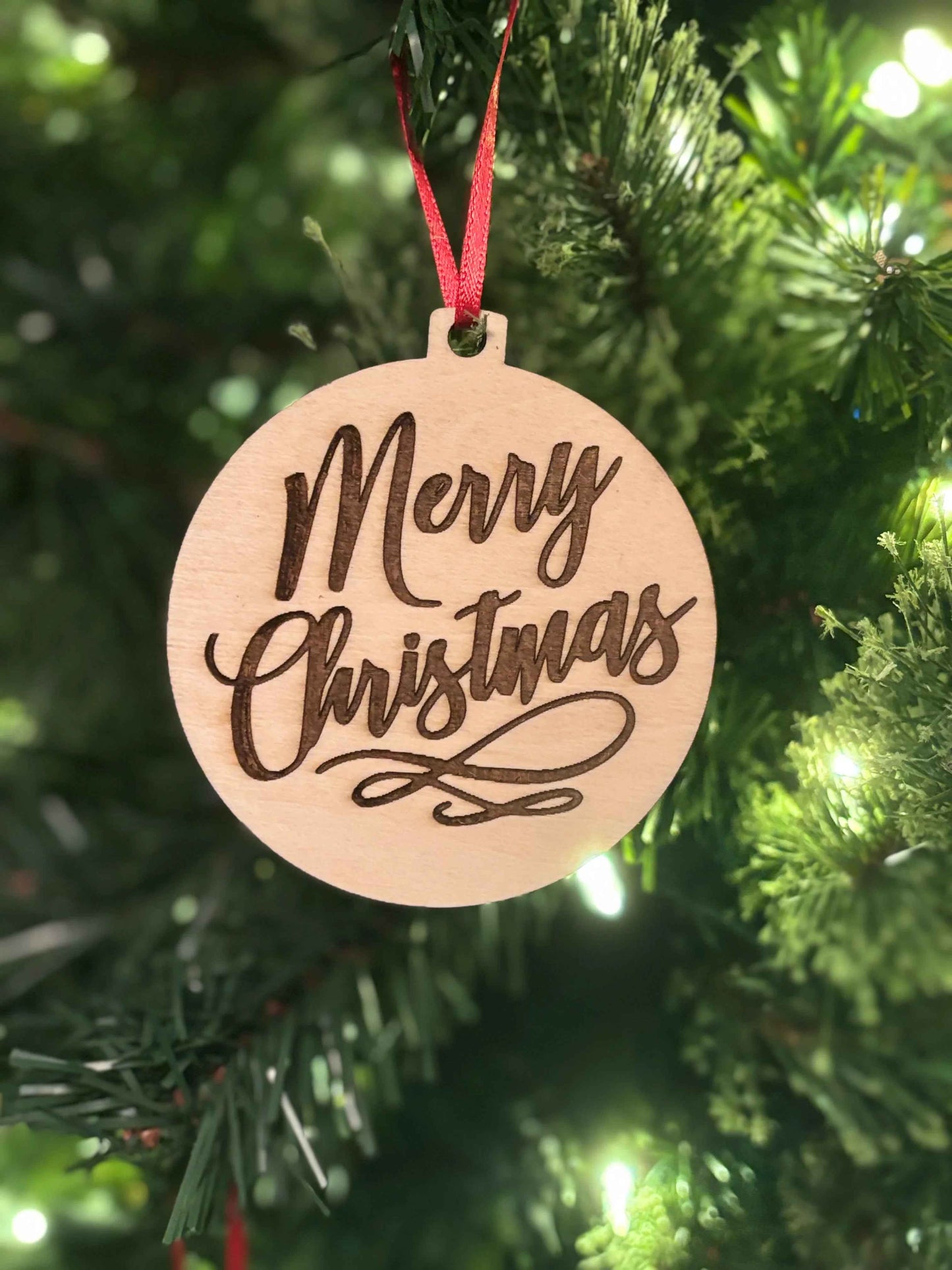 Wooden Engraved Christmas Ornament