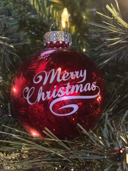 Glass Merry Christmas Engraved Ornament