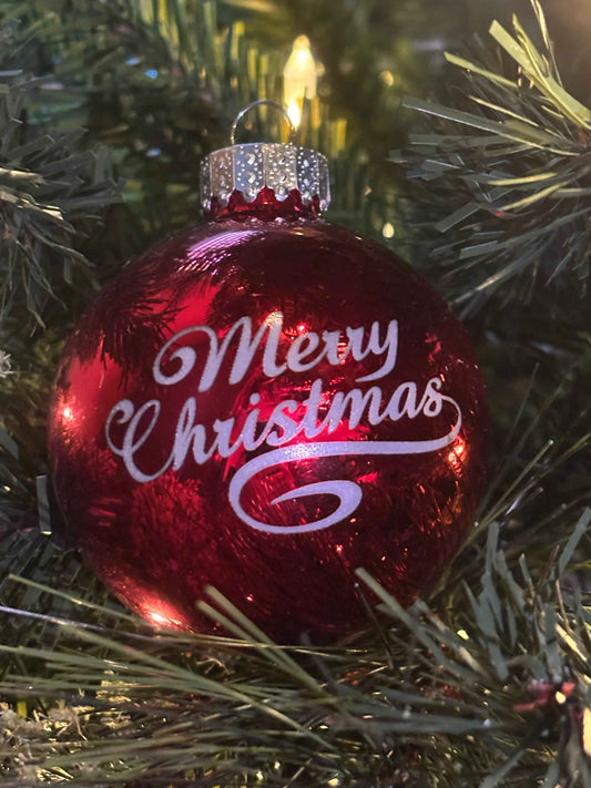 Glass Merry Christmas Engraved Ornament