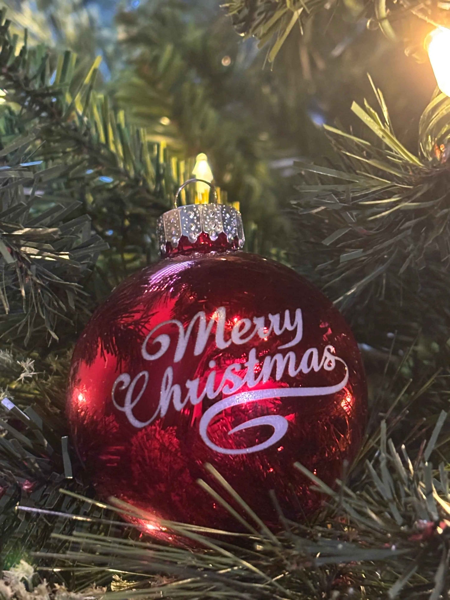 Glass Merry Christmas Engraved Ornament