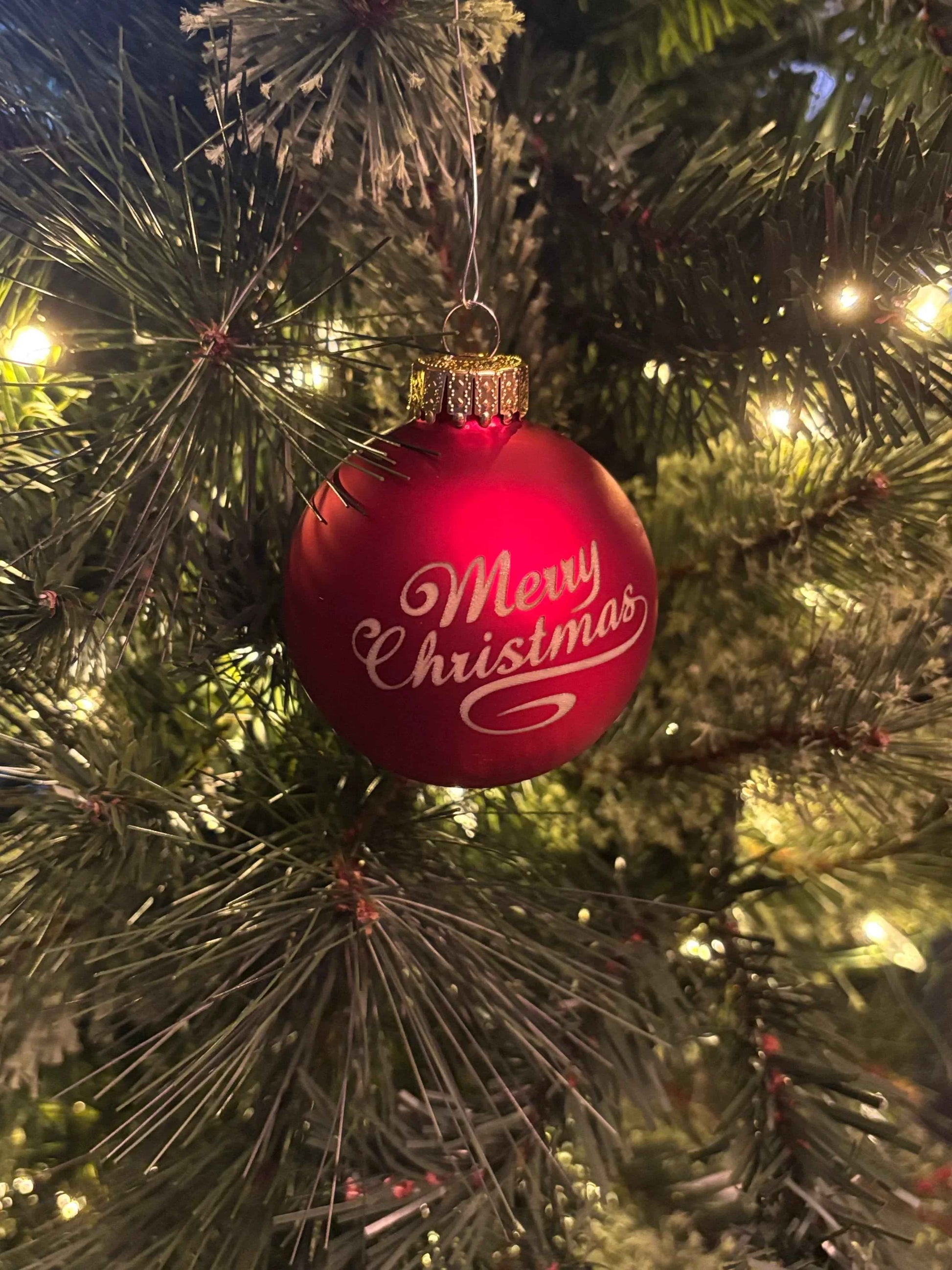 Glass Merry Christmas Engraved Ornament