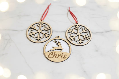 Custom Woodland Silhouette Christmas Ornament Set Set of 3