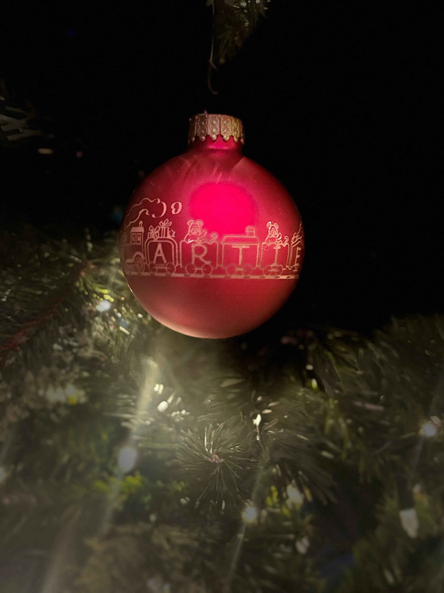 Laser Engraved Personalized Glass Train Christmas Ornaments