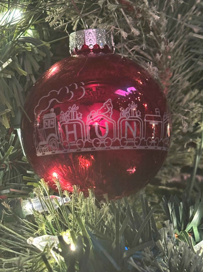 Laser Engraved Personalized Glass Train Christmas Ornaments
