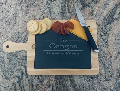 Signature Personalized Wood & Slate Charcuterie Board
