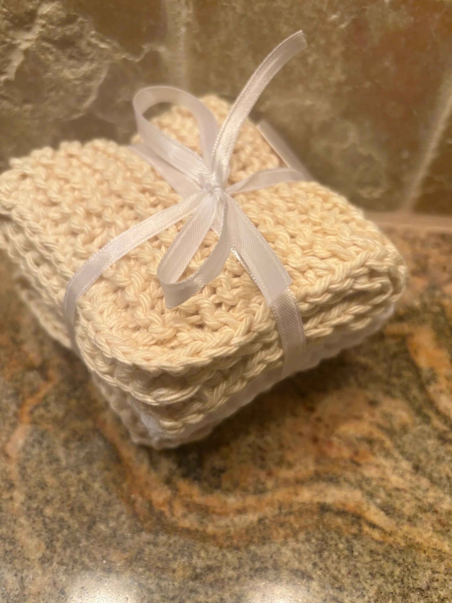 100% Cotton Handmade Dish Cloth Handmade Cotton Cloths - The Warm Linen Trio