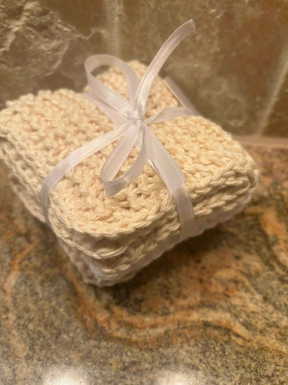 100% Cotton Handmade Dish Cloth Handmade Cotton Cloths - The Warm Linen Trio