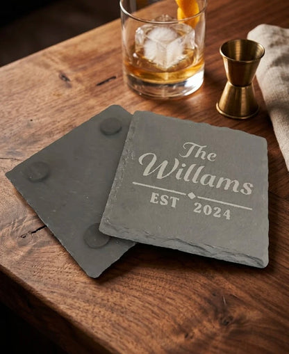 Personalized Natural Slate Coasters (Set of 4)
