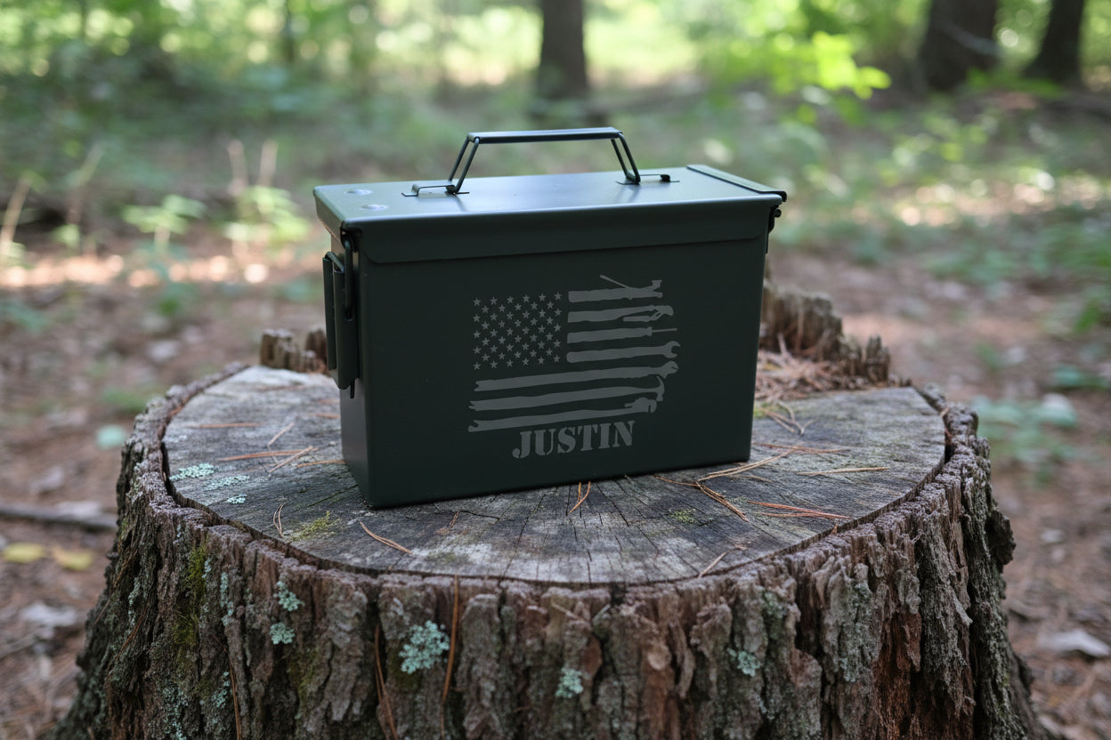 Personalized .50 Cal Ammo Can Whiskey Gift Box