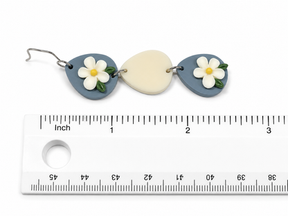 Floral Teardrop Three-Tiered Dangle Earrings