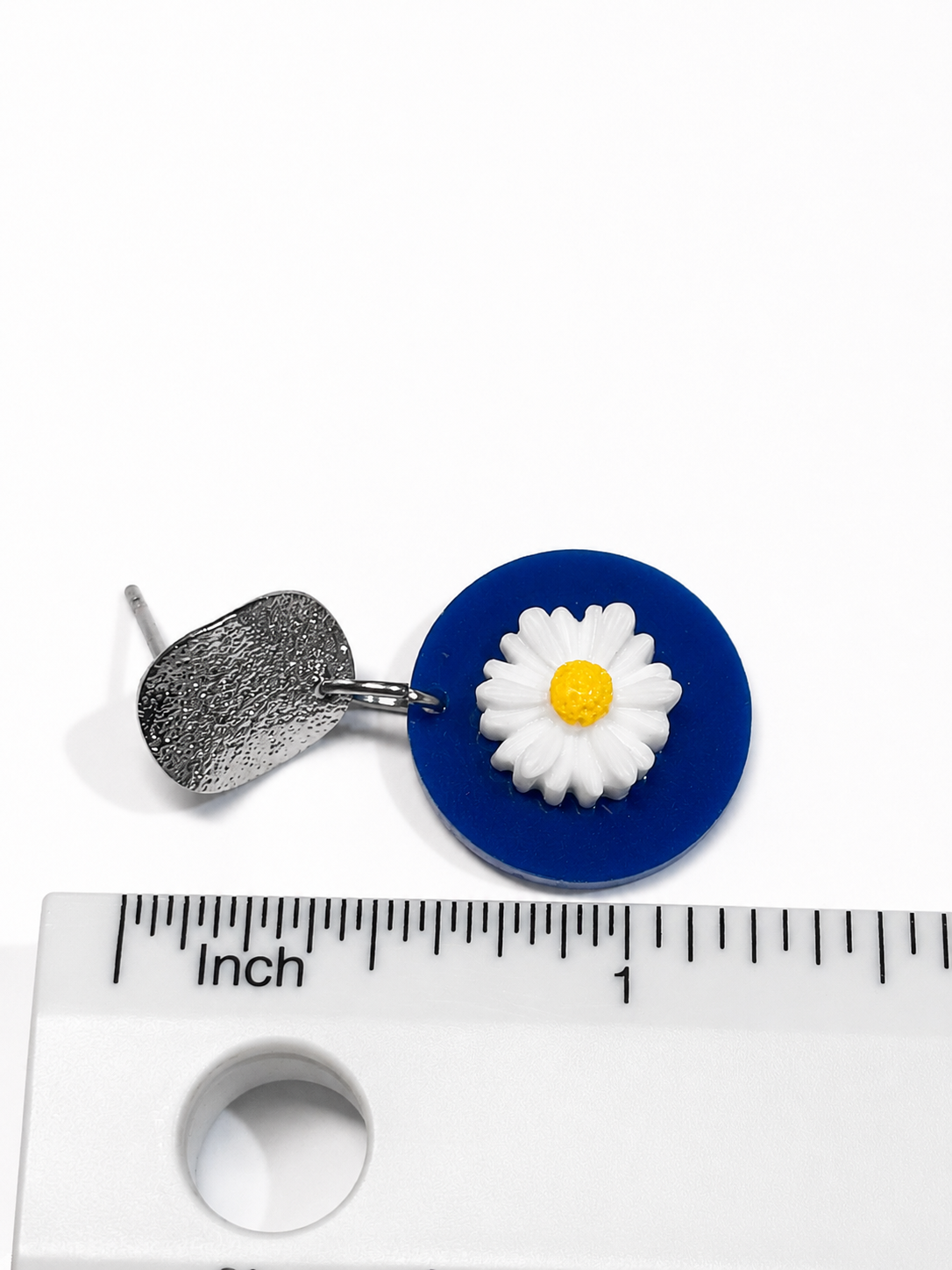Blue Daisy Laser-Cut Acrylic Dangle Post Earrings