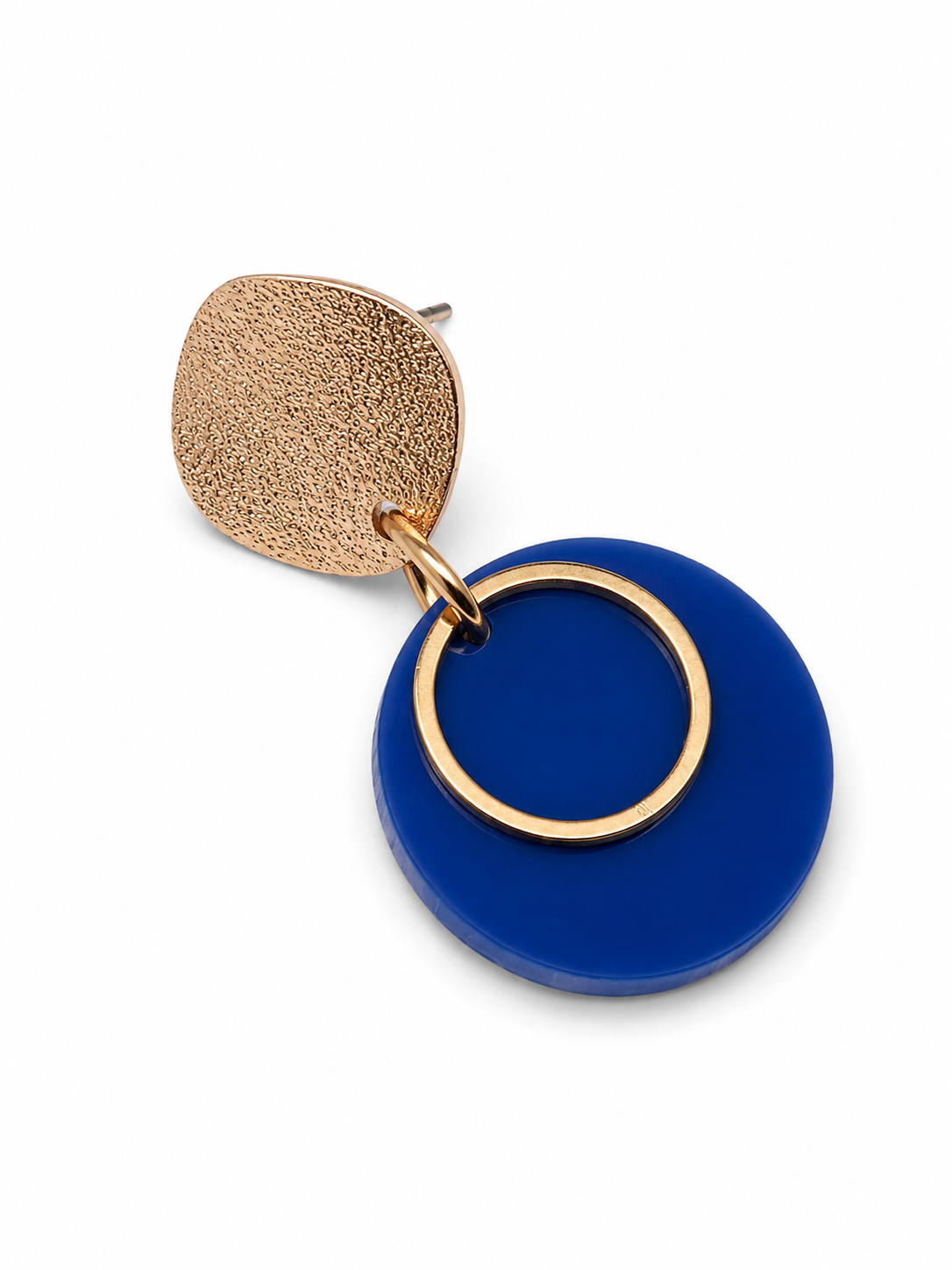 Royal Blue Gold Ring Dangle Earrings