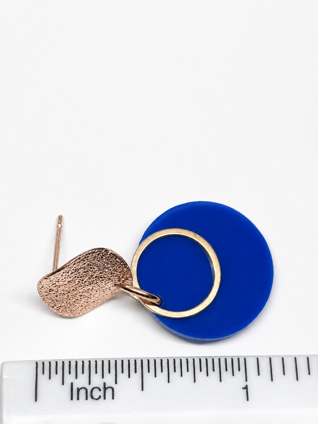 Royal Blue Gold Ring Dangle Earrings