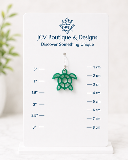 Green Acrylic Sea Turtle Dangle Earrings
