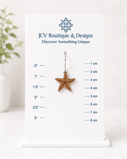 Wooden Starfish Dangle Earrings