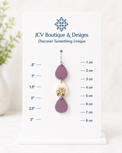 Mauve Floral Tiered Teardrop Earrings