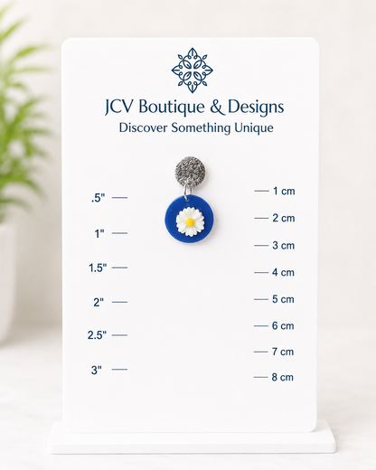Blue Daisy Laser-Cut Acrylic Dangle Post Earrings