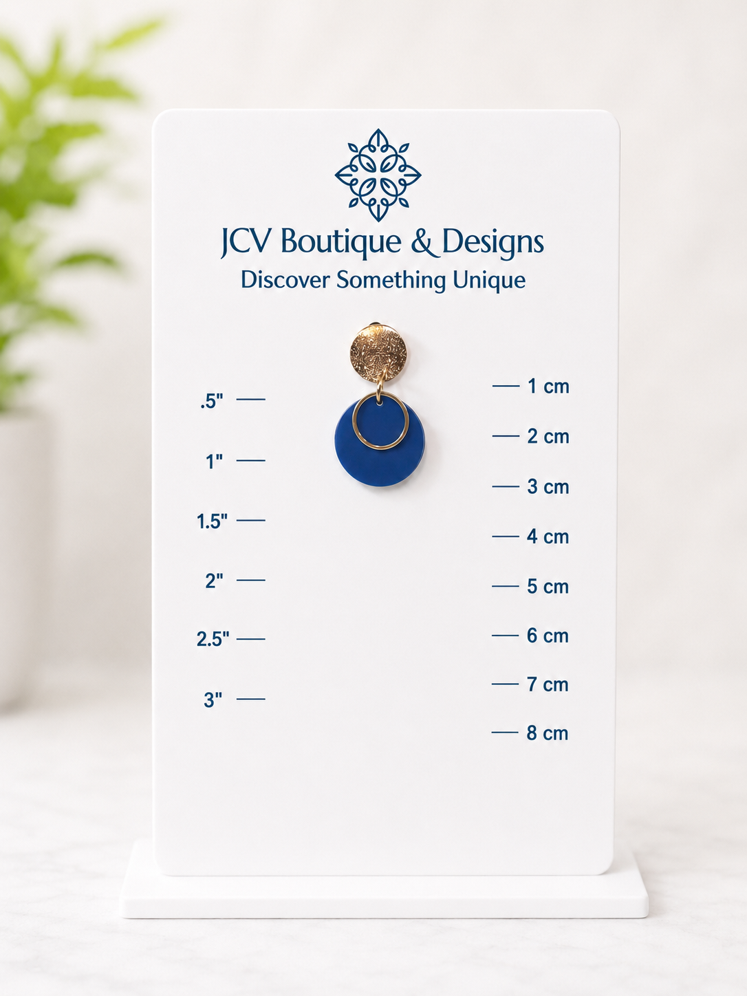 Royal Blue Gold Ring Dangle Earrings