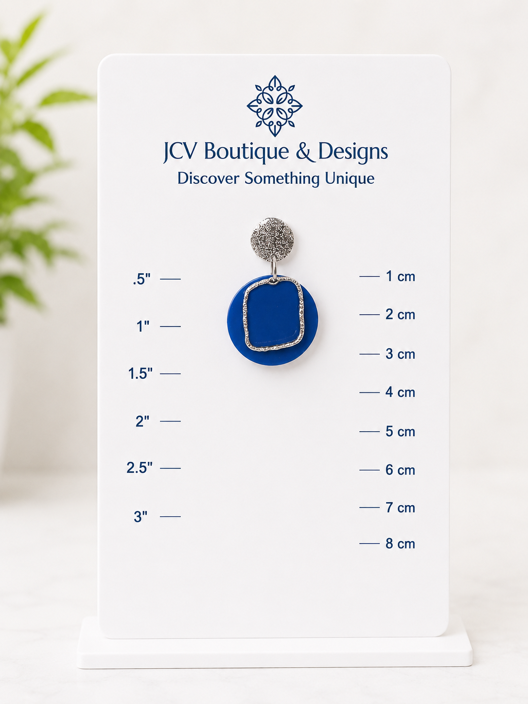 Royal Blue Silver Frame Dangle Earrings