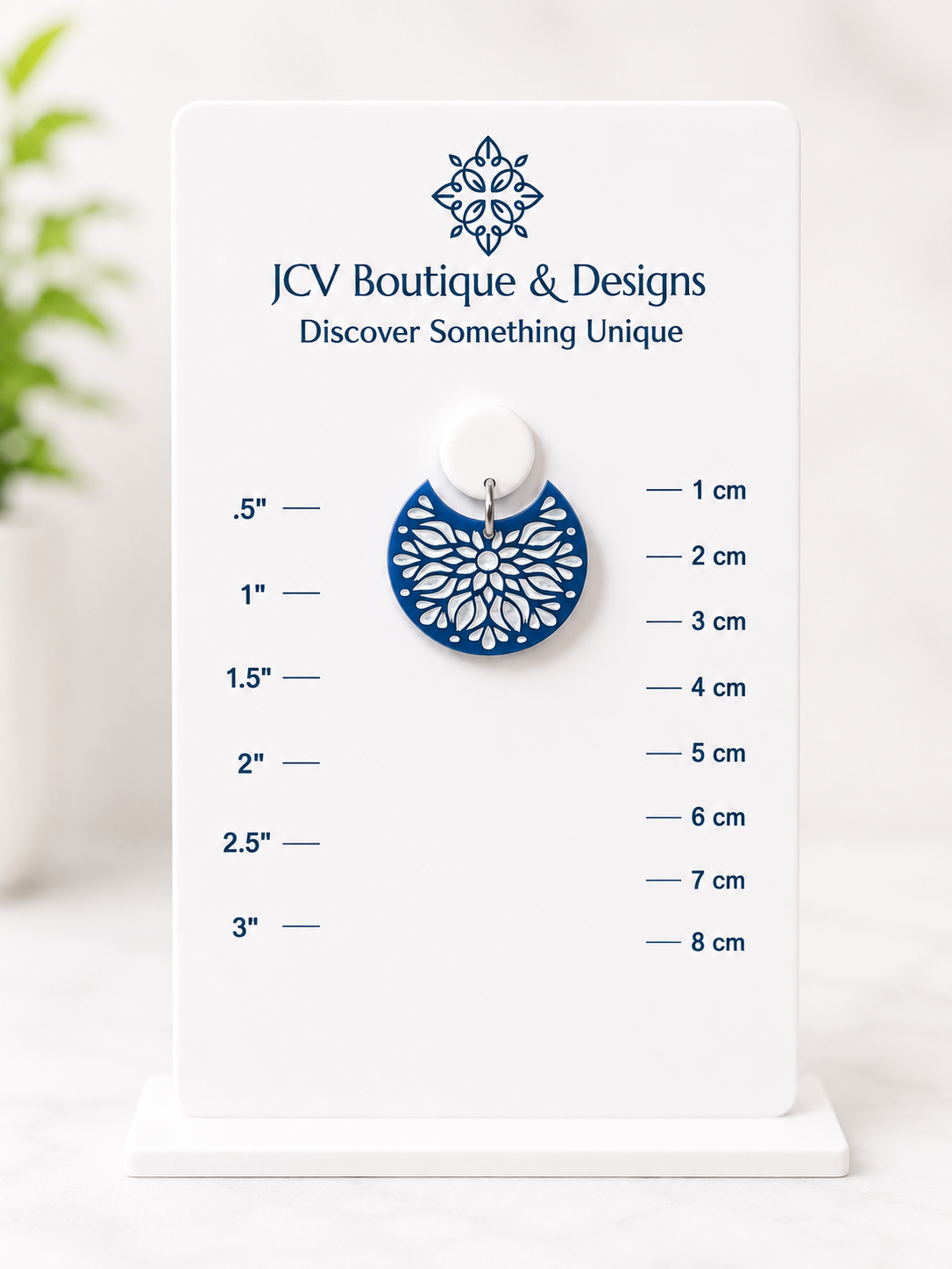 Royal Blue Floral Acrylic Dangle Earrings