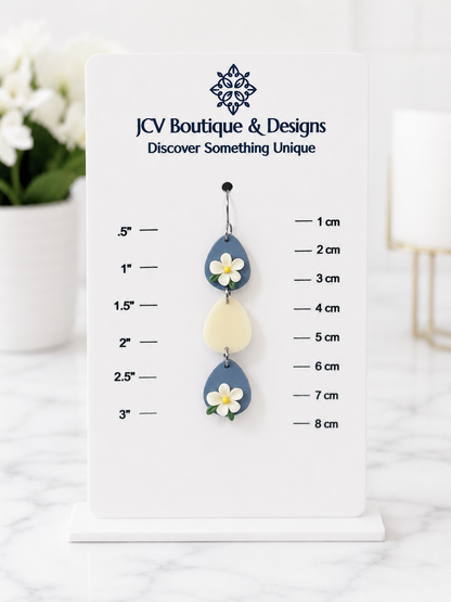 Floral Teardrop Three-Tiered Dangle Earrings