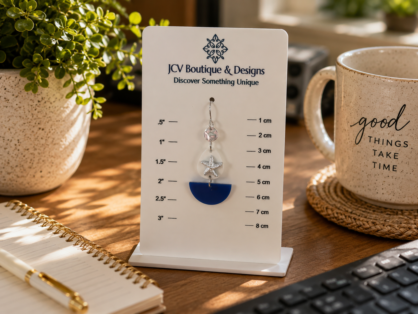 Royal Blue Starfish Coastal Tiered Dangle Earrings