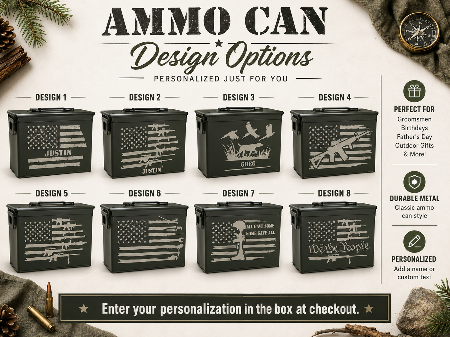 Personalized .50 Cal Ammo Can Whiskey Gift Box