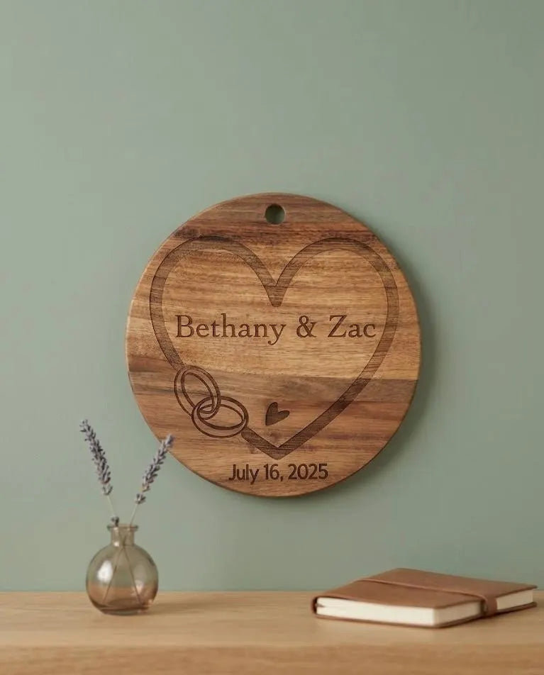 Personalized Acacia Round Board & Sign