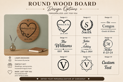 Personalized Acacia Round Board & Sign