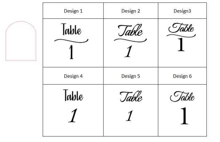Wedding Table Number Signs
